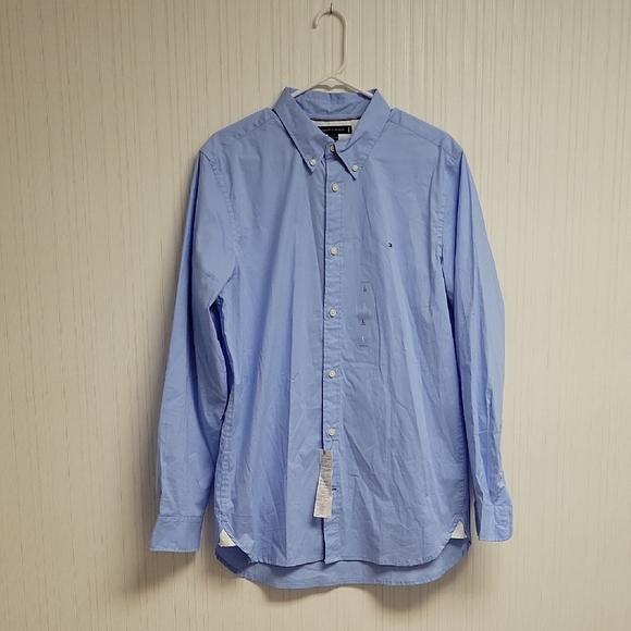 Tommy Hilfiger Men's Light Blue Button-Down Slim Fit Stretch Sz L. NWT - Picture 1 of 8